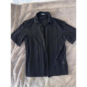 Zara Black Short Sleeve Button-Up Shirt